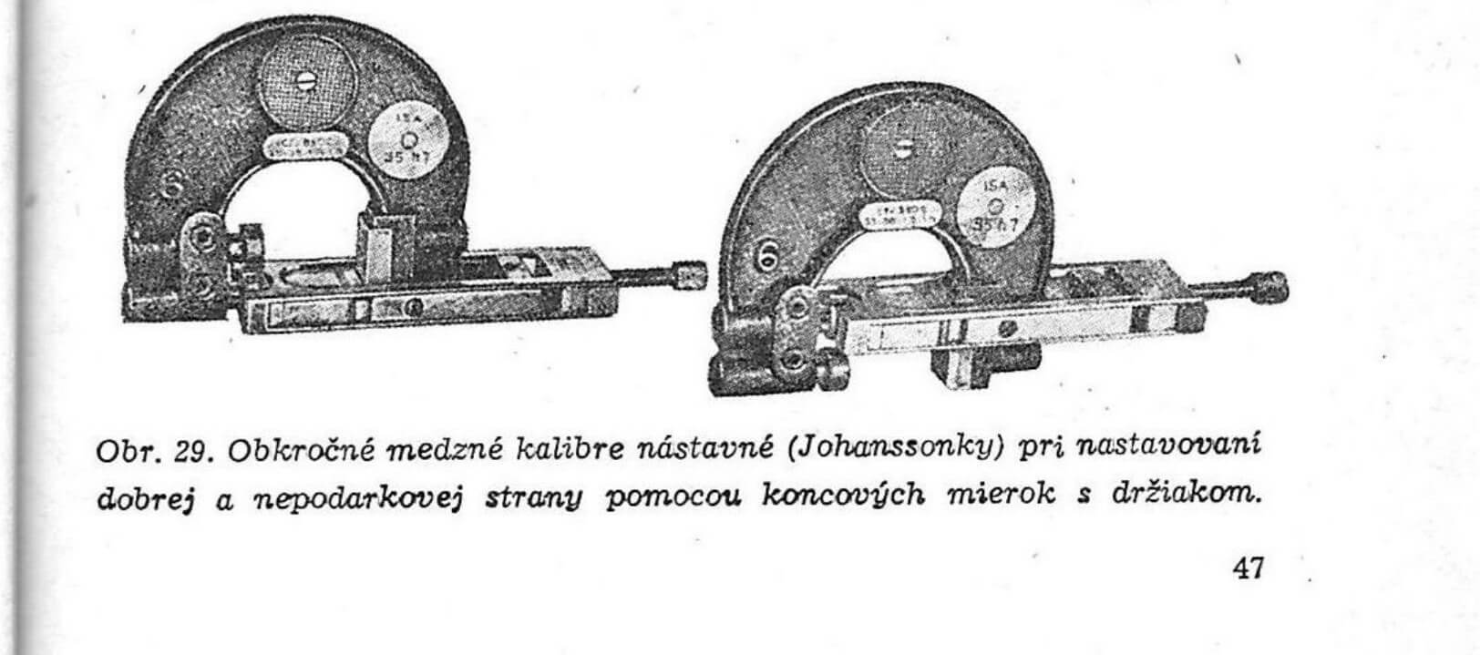 Obr. 29. Obkročné medzné kalibre nástavné (Johanssonky)