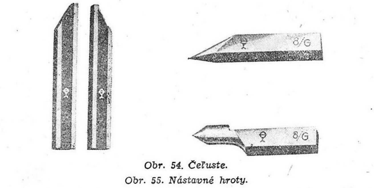 Obr. 54. Čeľuste. Obr. 55. Nástavné hroty